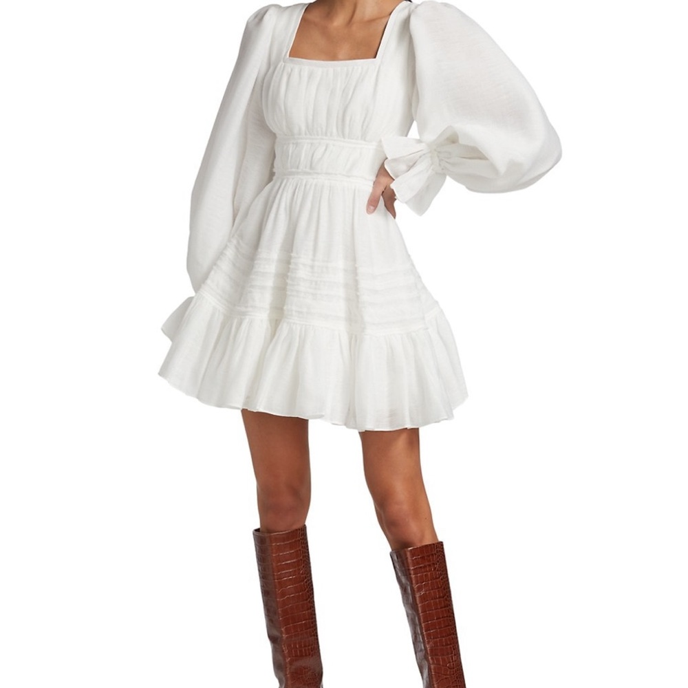 Aje Impression Ruffled Balloon-Sleeve Dress 
Size 6AU (US 2)